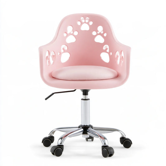 Sedia da ufficio in plastica girevole, colore rosa