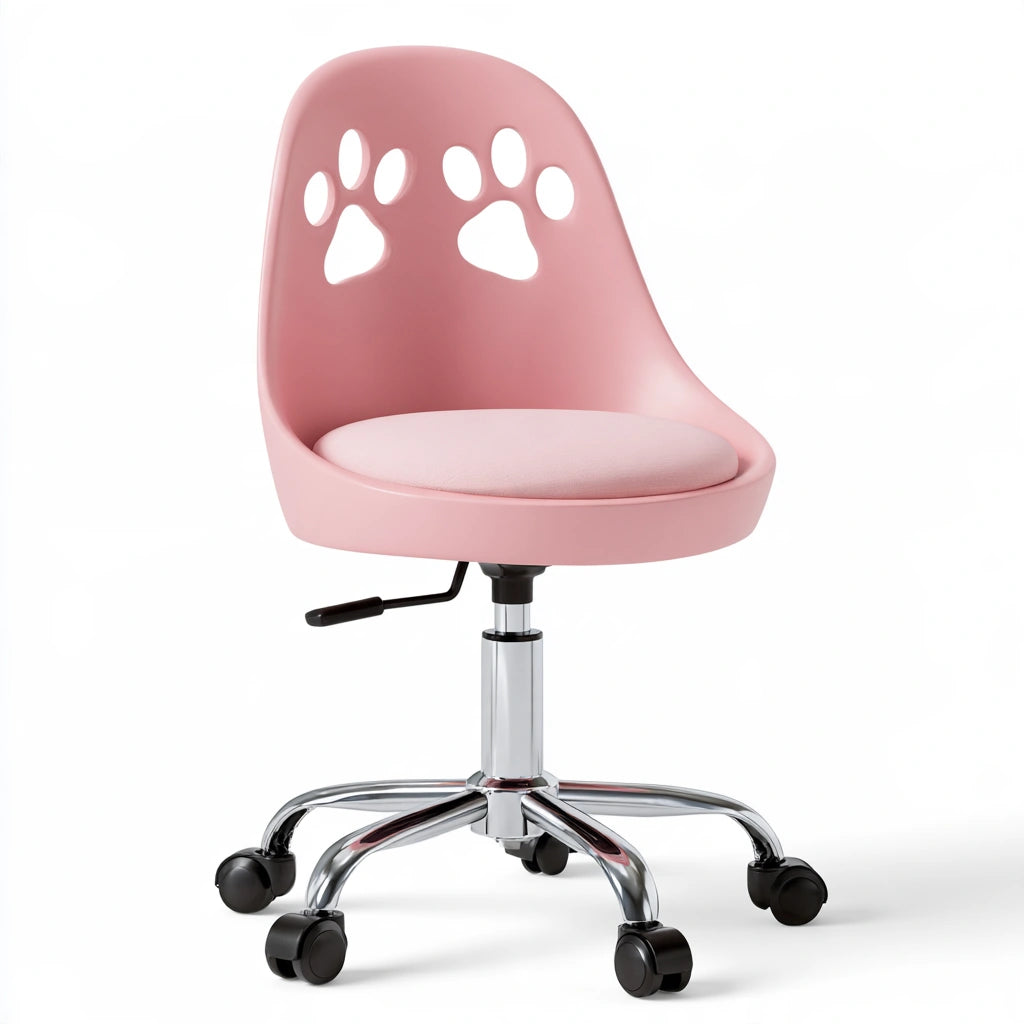 Sedia da ufficio in plastica girevole, colore rosa