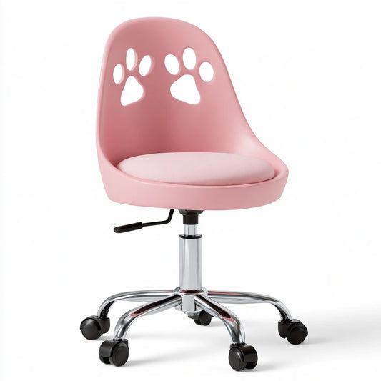 Sedia da ufficio in plastica girevole, colore rosa