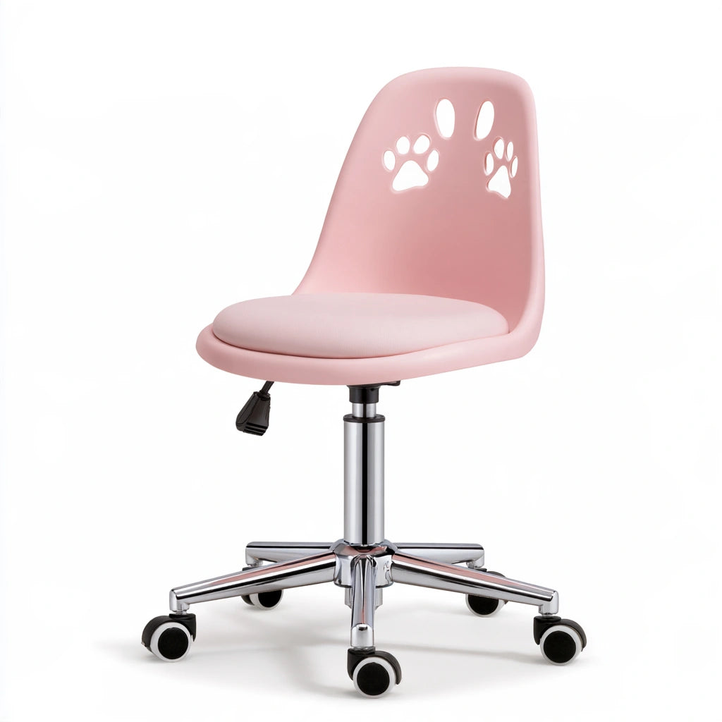 Sedia da ufficio in plastica girevole, colore rosa