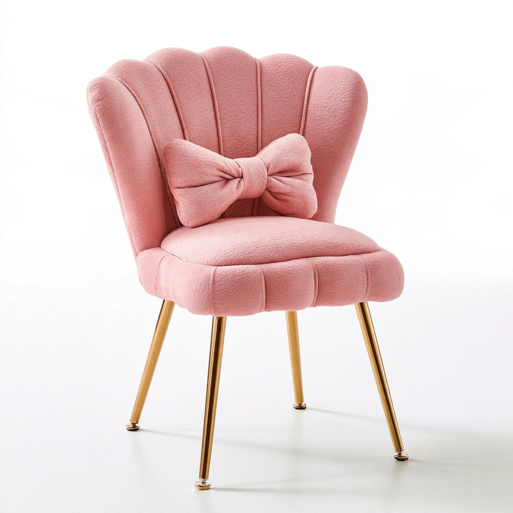 Sgabello imbottito da toeletta dalle linee essenziali, colore rosa