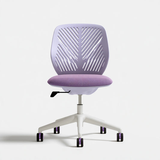 Poltrona ergonomica da ufficio dalle linee essenziali, colore viola e bianco